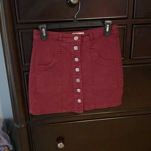 Altar’d State Maroon Denim Skirt, Size Small